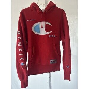 Champion MCMXIX reverse weave pullover Red hoodie sweatshirt Sz. M RWSS Logo Y2K